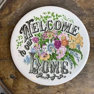 Vintage H & R Johnson Ltd. Made in England "Welcome Home" Ceramic Floral Trivet